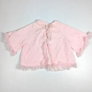 Vtg Robe Girls Quilted 3-4T Pink Frilly Pajamas